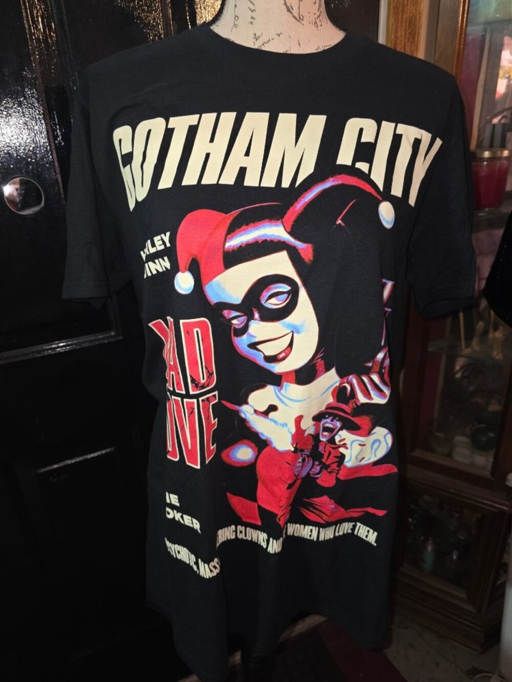 Gotham City Harley Quinn Bad Love Graphic Tee Black Large Anvil 100% Cotton